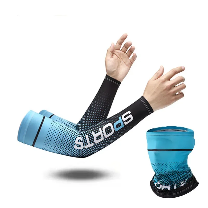 Conjunto de 2 uds. De guantes largos con protección solar UV, cubierta protectora de manos, mangas para brazos, mangas de seda helada, brazo para exteriores, deporte fresco y ciclismo