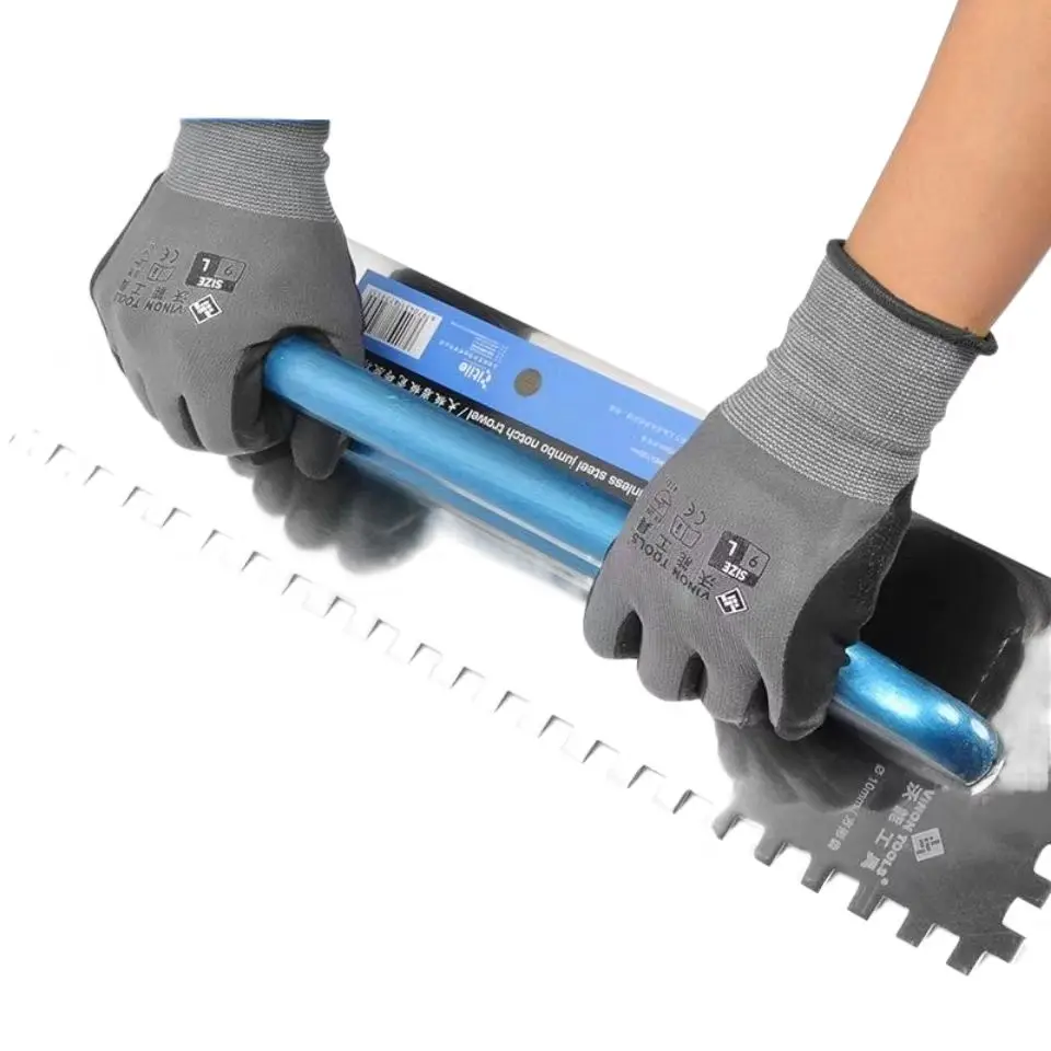 2025 Wall Curved Handle Multifunctional Decoration Stainless Steel Super Long Square Notched Trowel For Large Format Tiles