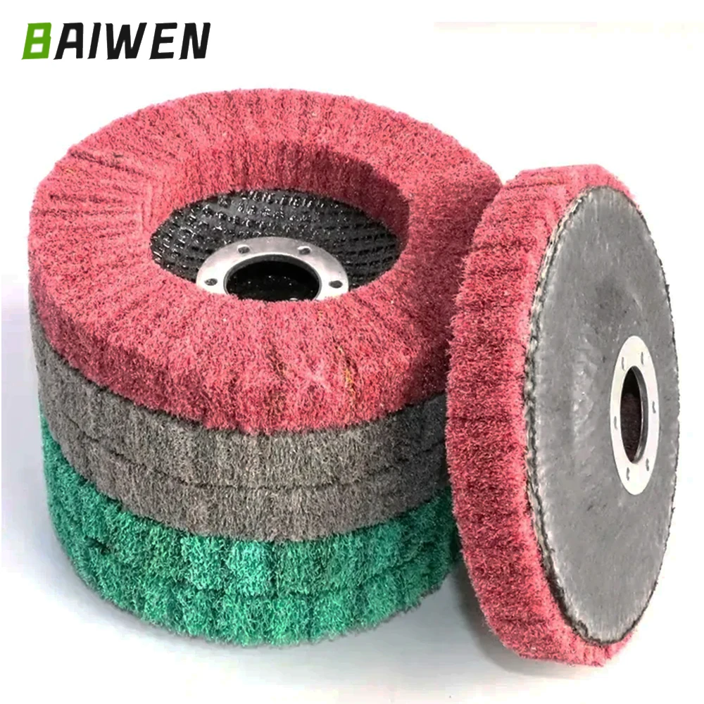 

5 Inch Nylon Fiber Flap Polishing Wheel Non-Woven Disc for Angle Grinder Metal Wood Rotating Grinding Wheel Metalworking Tool
