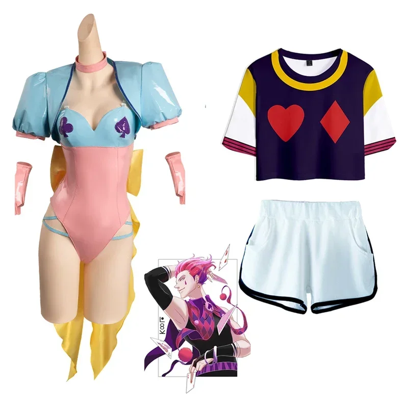 Hunter cos hisoka bunny girl cosplay costume coat jumpsuit crop top shorts outfit girl Women adult Halloween Carnival party suit