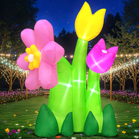 6FT Spring Easter Inflatable Outdoor Decoration Inflatable Flowers Blow Up Inflatable Decoration Built-in LED Lights for Spring