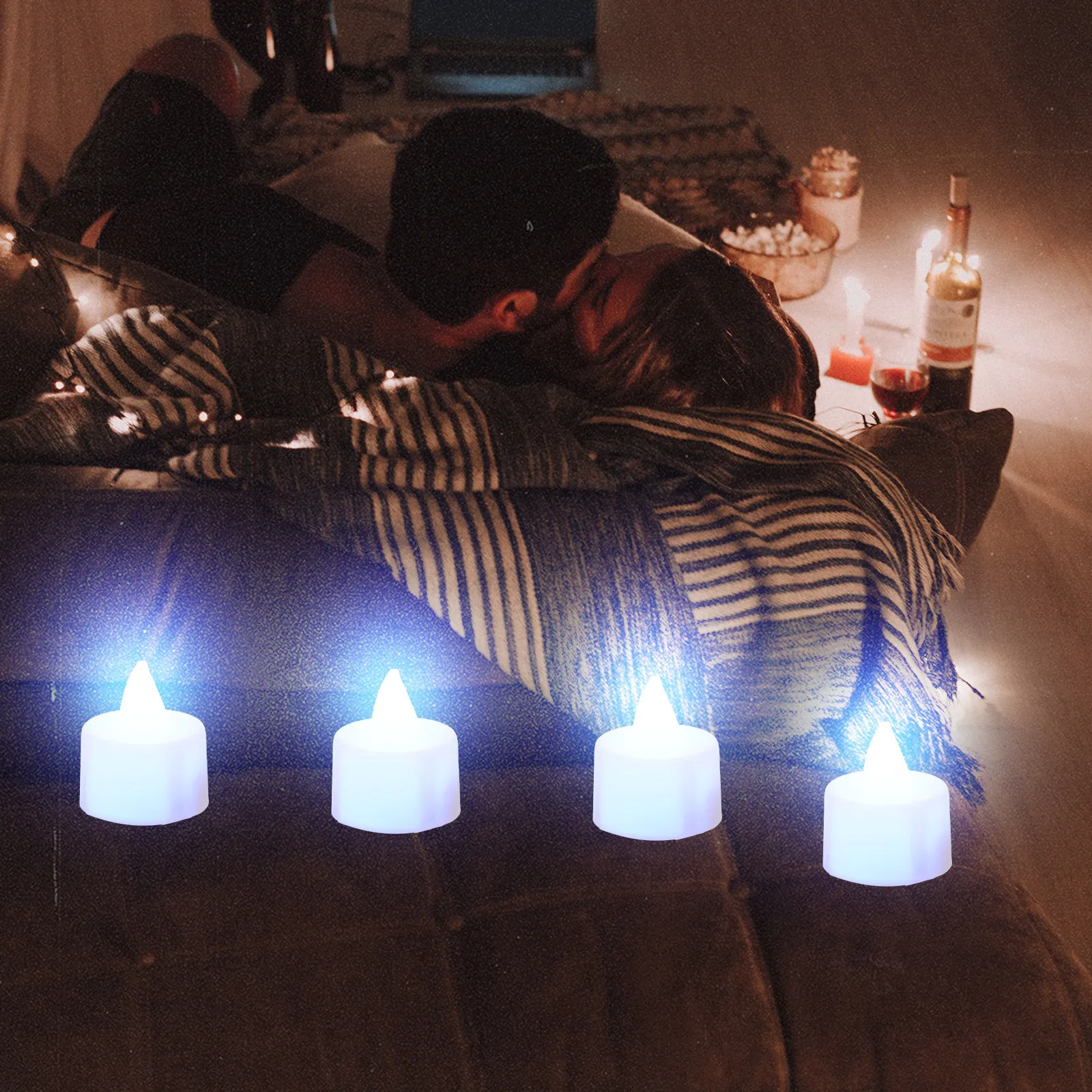 24Pcs Round Modeling LED Electronic Lamps Romantic Flameless Small Electric Lights Desktop Atmosphere Decor
