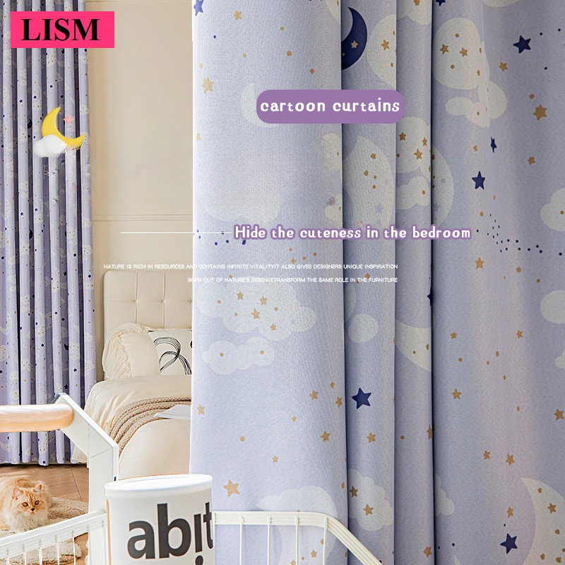 

Children's Room Cartoon Full-Blackout Purple Curtains Girl Boy's Bedroom Window Modern Thickened Jacquard Cloth home Custom New