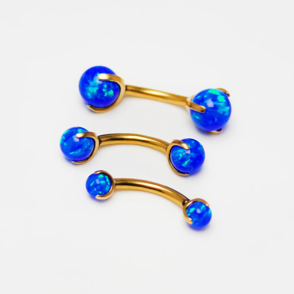 G23 Titanium 3-5mm Opal Eyebrow Piercing Curved Barbell Eyes Bulk Eyebrow Cartilage Ring Bite Labret Tragus Piercing Wholesale