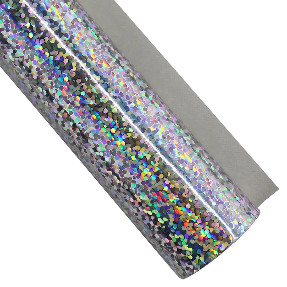 30x134cm Iridescent Holographic Mirror Faux Synthetic Leather Fabric Roll For Bows Earring Decoration DIY BH406