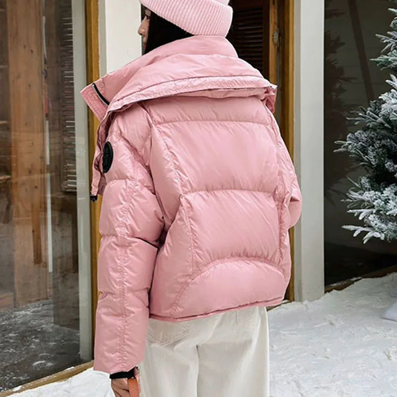 2025 New Fashionable Design Sense Thickened Style White Duck Down Women's Down Jacket Winter Warm Lapel Women's Down Jacket