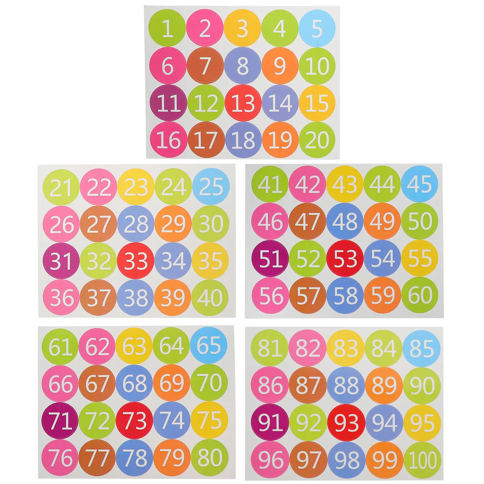 

100pcs Number Stickers Adhesive Colored Labels Classification Marking For Office Home Classroom Storage Jar Identification Self