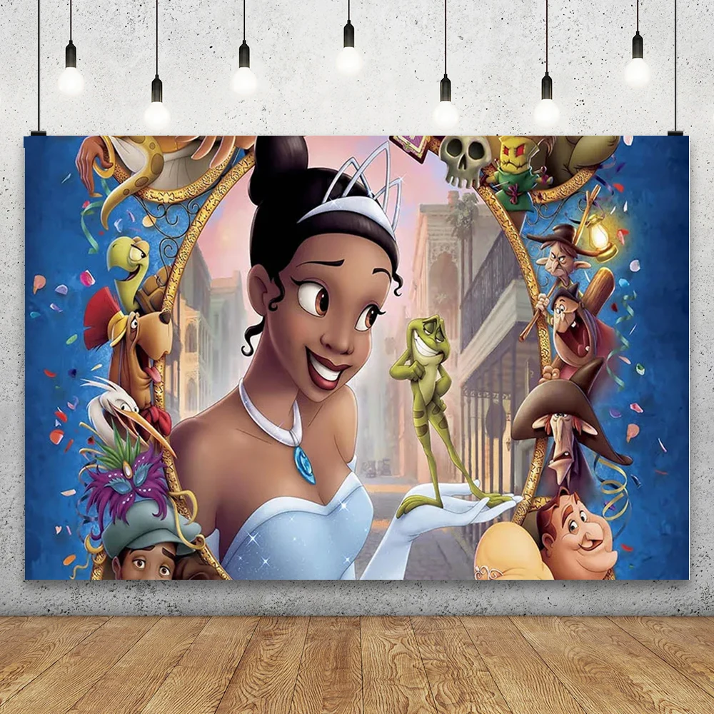 

Disney Princess and The Frog Tiana Supplies Backdrop Happy Birthday Party Wall Banner Decorations Photography Banner Custom