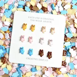 20Pcs Cartoon Chubby Puppy Resin Nail Charms 3D Solid Color Cute Dog Cream Glue Nail Art Decorations DIY Phone Case Nails Parts