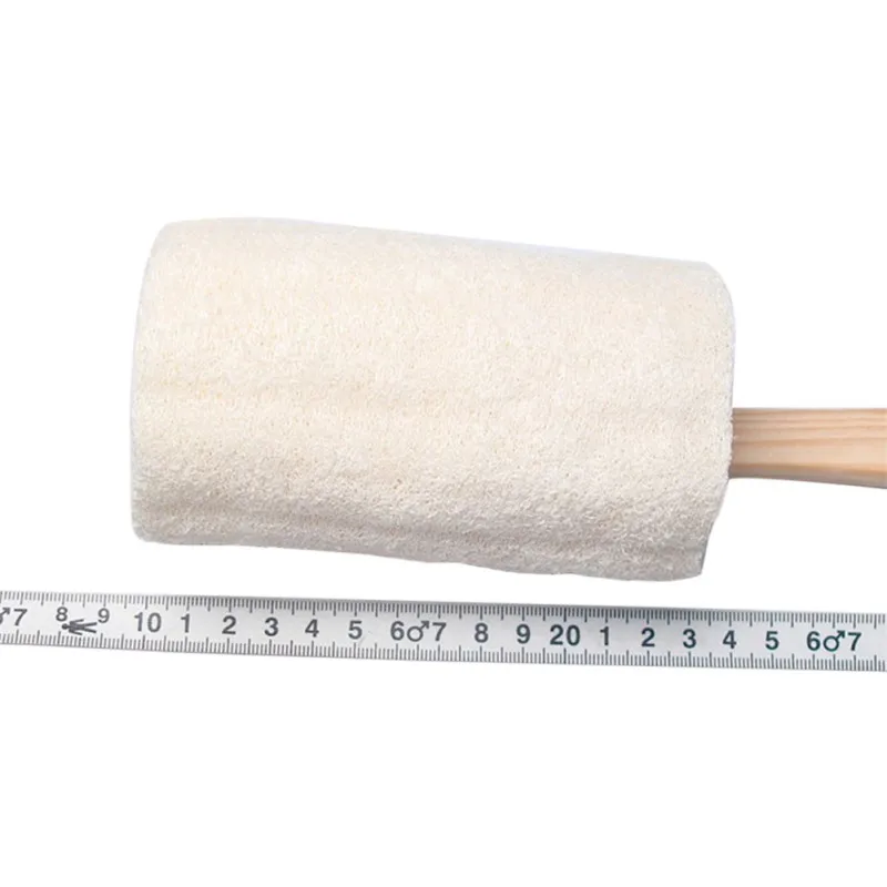 Exfoliating Shower Brush Natural Loofah Back Sponge Scrubber Brush with Long Wooden Handle Stick Holder Body Shower Bath Tools