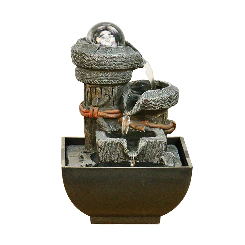 LED Tabletop Fountain 3 Level Waterfall Meditation Indoor Office Home Relax Desktop Pool