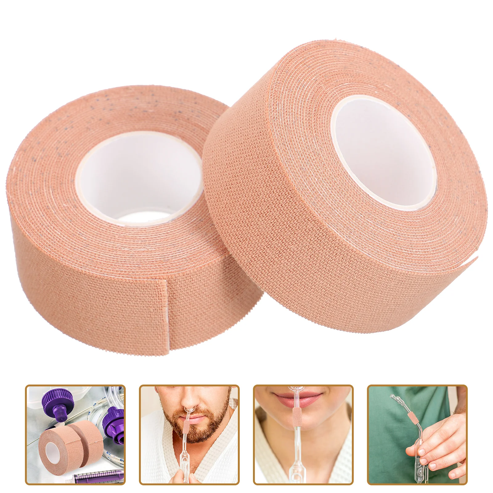 2 Roll Breathable Elastic Soft Cotton Wide Tape Nasogastric Tube Nasal Patch Fixed Skin Color 2pcs (2.5cmx3m Roll) Mouth Taping