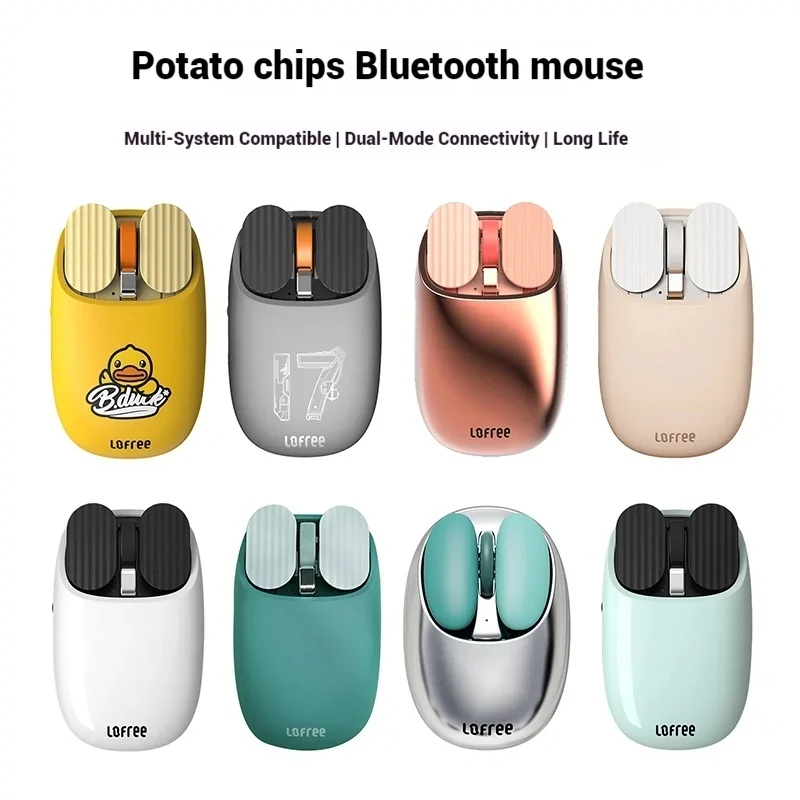 Imagem -03 - Lo-mouse sem Fio 3600dpi Conexão Dual-mode Little Yellow Duck Knight Rose Gold Multi-color Batatas Fritas Mac Laptop