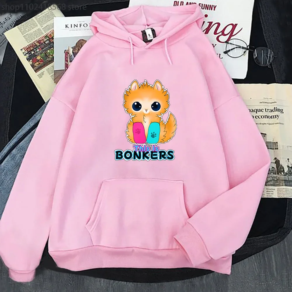 Tater Tot Hoodies for Women/Men This Is Bonkers Sweatshirt Kawaii Cat Print Clothes Autumn Winter Pullover Unisex Streetwear Y2k