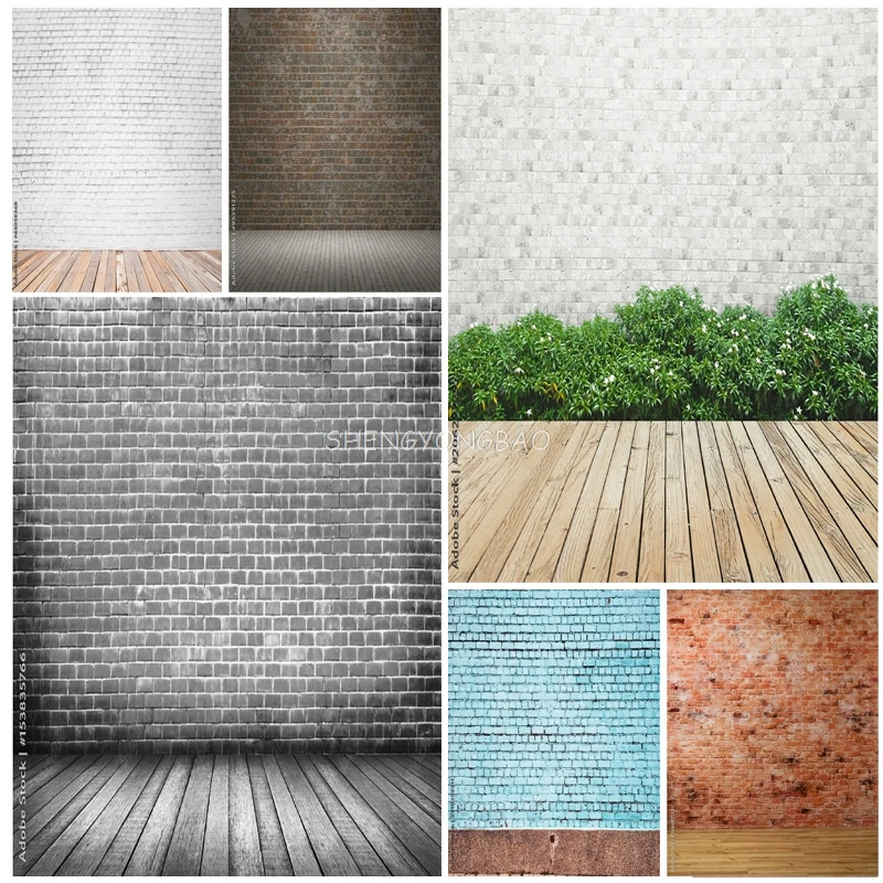 

Vintage Brick Wall Wood Floor Photography Backdrops Portrait Photo Background Studio Prop ZXX-09
