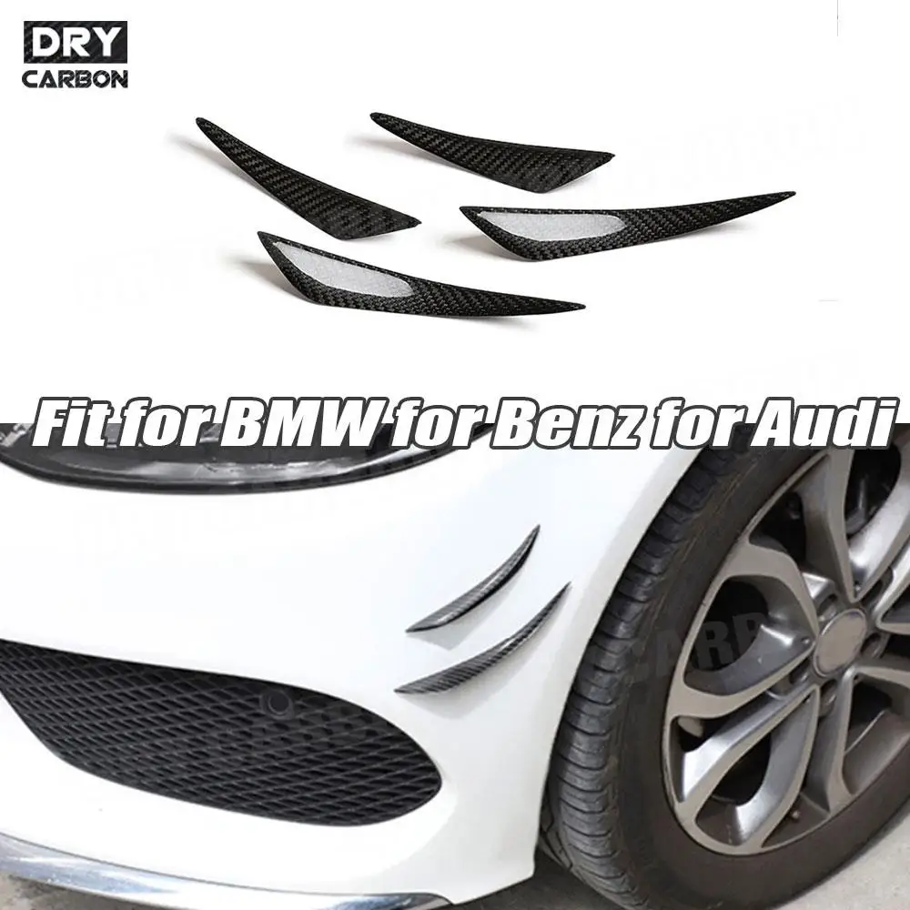 

4Pcs Car Accessories Carbon Fiber Front Bumper Side Apron Splitters Fin Spoiler Stickers for BMW for Benz for Audi