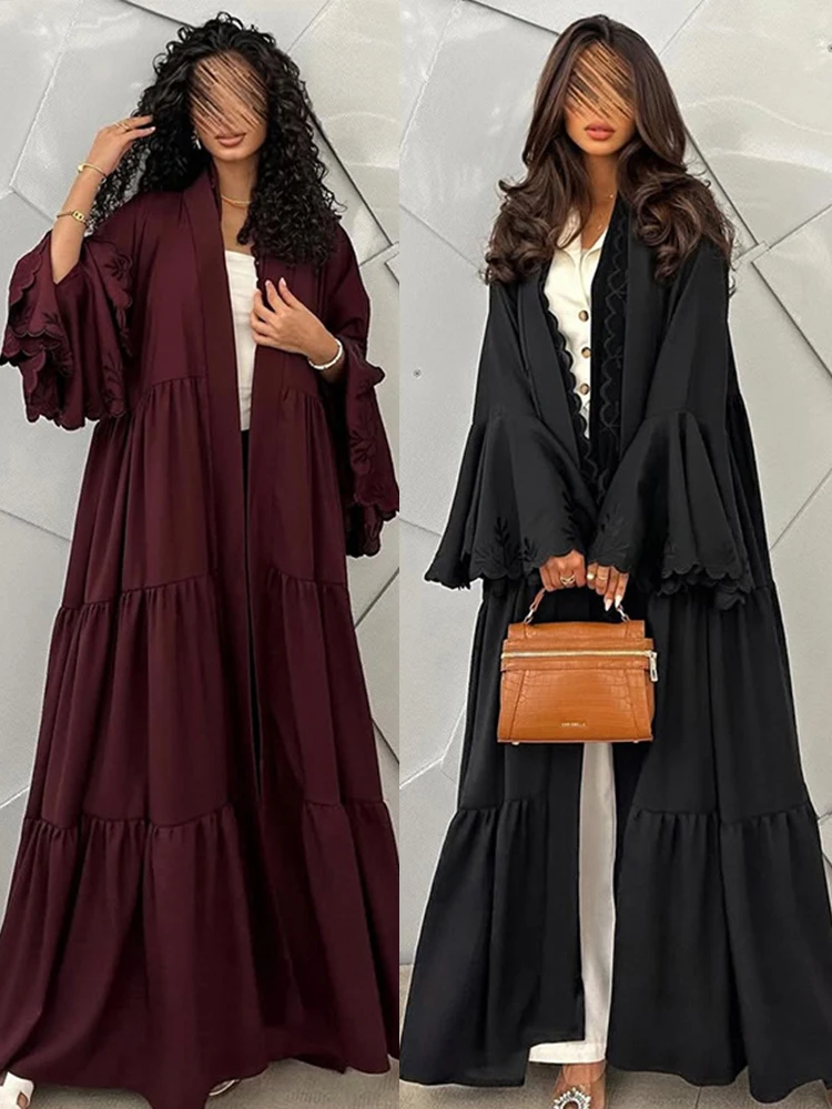 

Eid Women Abaya Embroidery Muslim Cardigan Scarf Dresses Ramadan Morocco Dubai Jalabiya Kaftan Vestidos Arab Long Robe Autumn