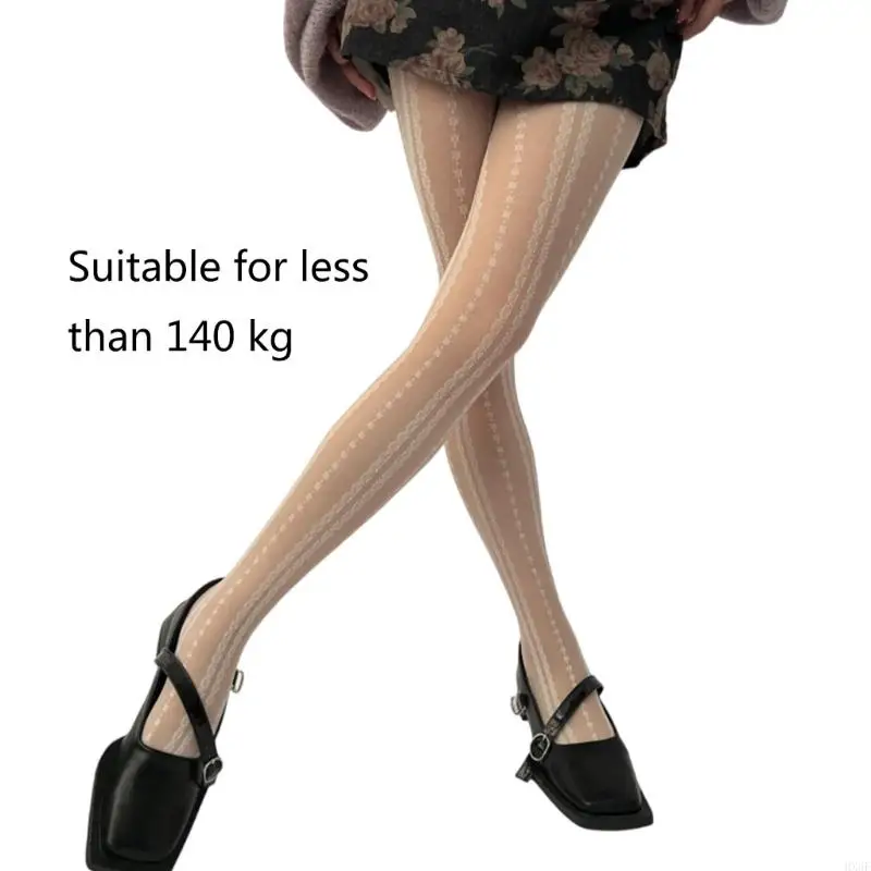 HX6F Vintage Patterned Sheer Pantyhoseถุงน่องผู้หญิงภาษาฝรั่งเศสคำลายลูกไม้Jacquardผ้าไหมTightsบางLeggings Hosiery