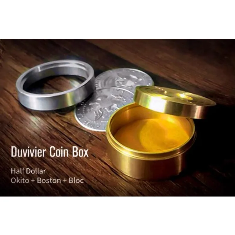 Duvivier Coin Box (Half Dollar) by Dominique Duvivier Coin Magic Tricks Illusions Close up Magic Props Magician Three In One Box