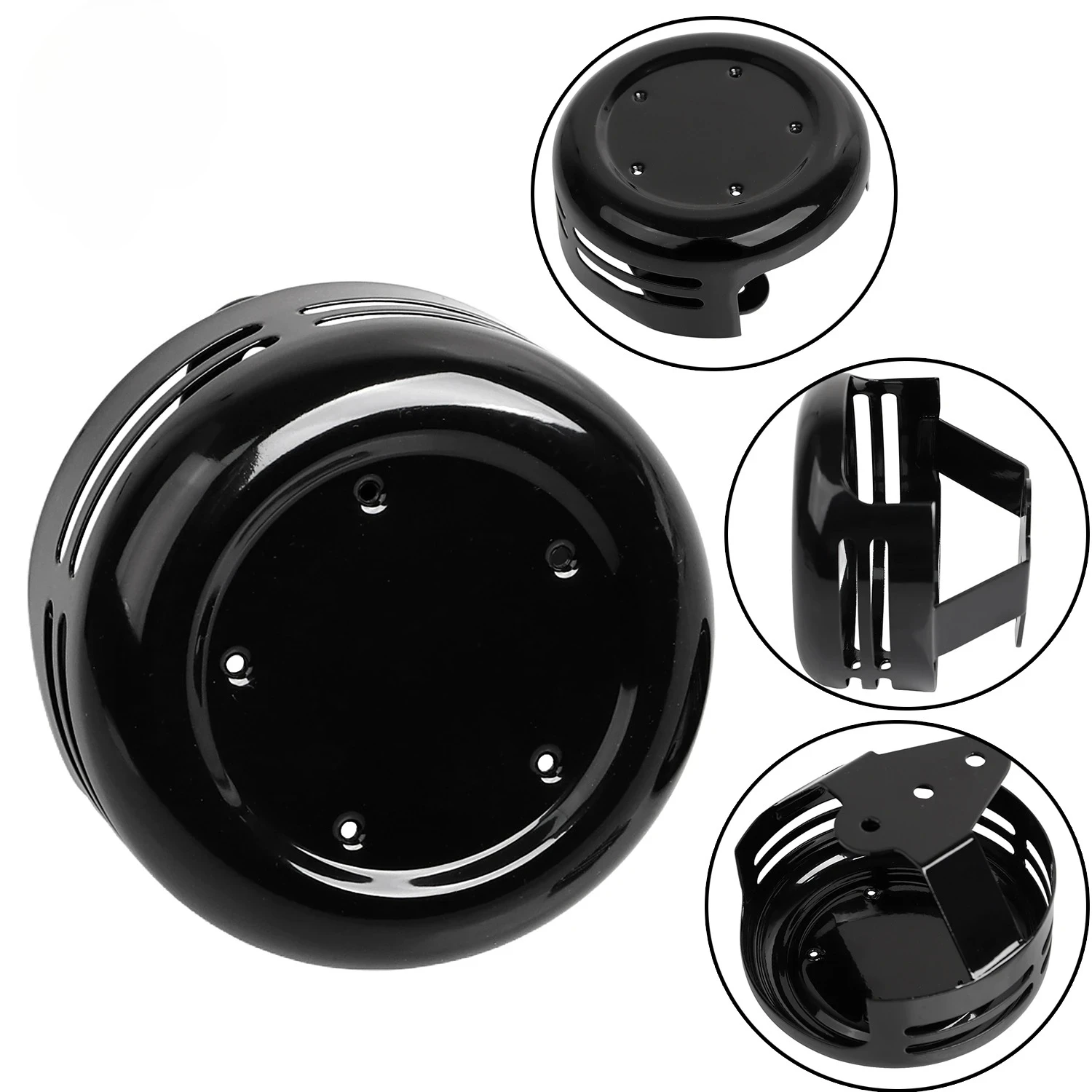 Black Round Horn Cover For 5 Hole Point Cover For Harley Electra Glide Classic FLHTC Dyna Low Rider FXDL Sportster XL