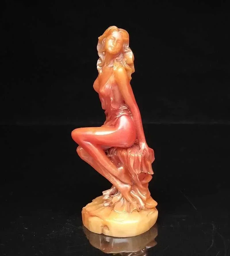 Chinese Hand-Carved Natural ShouShan Stone Statue People beauty Exquisite