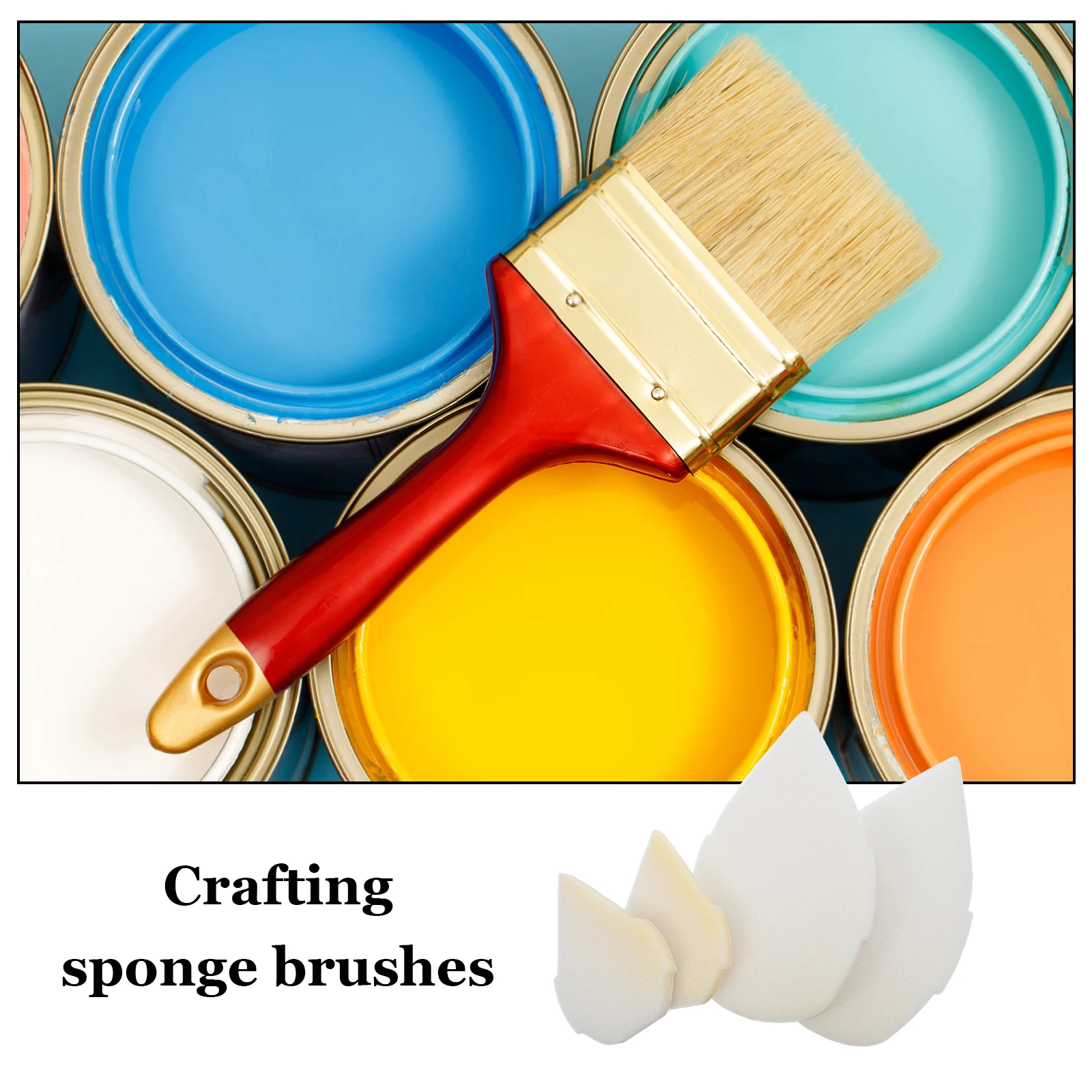 4Pcs Sponge Paint Brushes for Wall Painting Replaceable Washable Crafting Sponge Brushes Smooth Coverage Art Supplies Paint