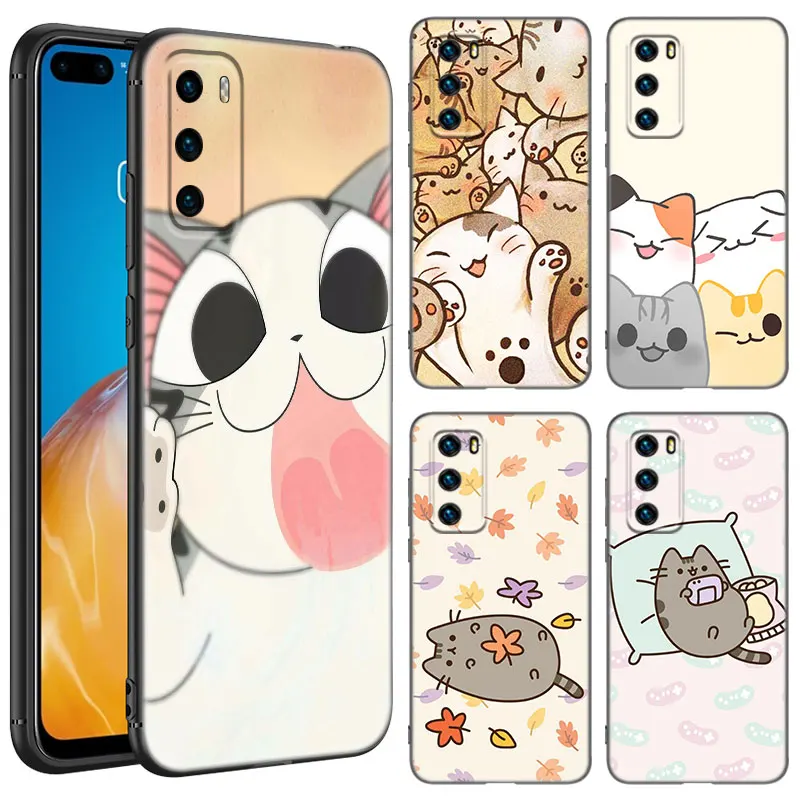 Cute kawaii cat Phone Case For Huawei Pura 70 Ultra P20 P30 P40 Lite P60 Art P50 Pro P50E P Smart 2018 2019 2020 2021