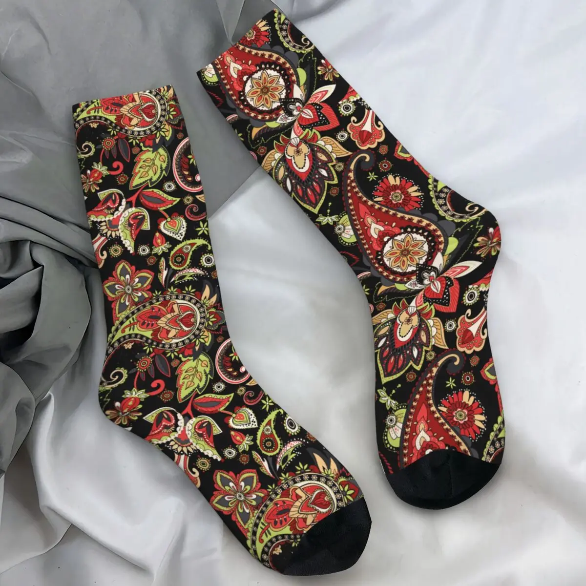 Tropical Flower Socks Spring Abstract Geometric Boho Mandala Stockings Casual Men's Quality Socks Design Cycling Non Slip Socks