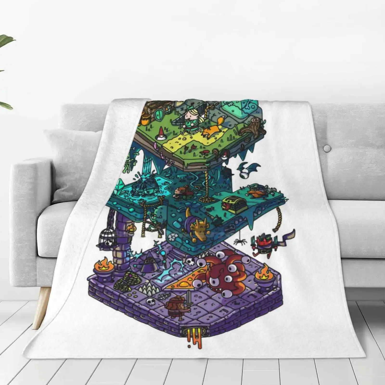 And Isometric Dragons Four Seasons Comfortable Warm Soft Throw Blanket And Dragons Dnd Rpg Tabletop Fantasy Isometric