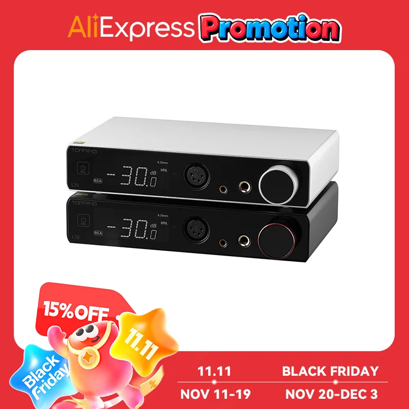 TOPPING L70 Full Balanced NFCA Headphone Amplifier 4Pin XLR/4.4 Balanced/6.35mm SE Output Amp with Remote Control