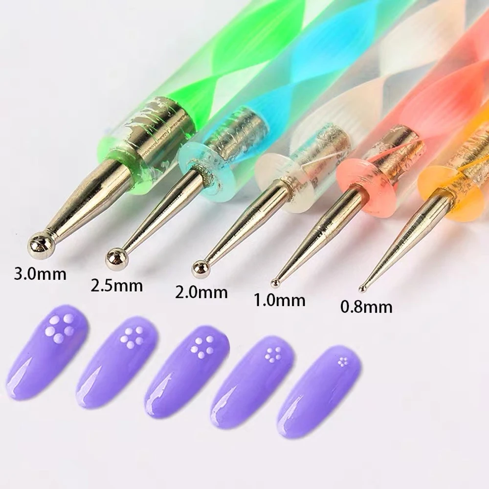 5PC Dual Heads Crystal Point Drill Pen Rhinestones Gem Picking Nail Studs Dotter DIY Pen 2 Ways Sticking Point Drill Nail Tools