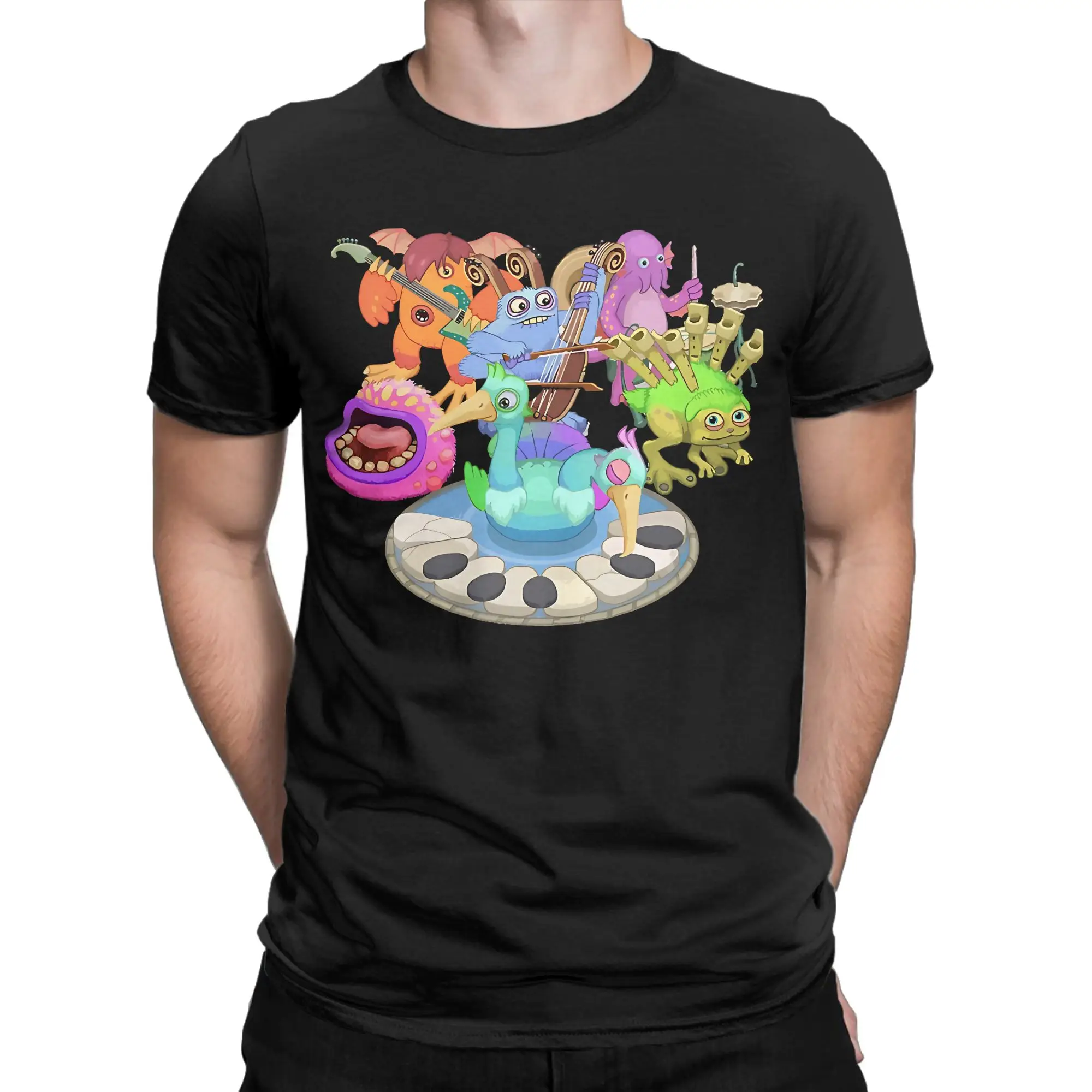 Cartoon fluffy critter Classic My Singing Monsters Novelty 100% Cotton T-Shirt Tees Tops For Men