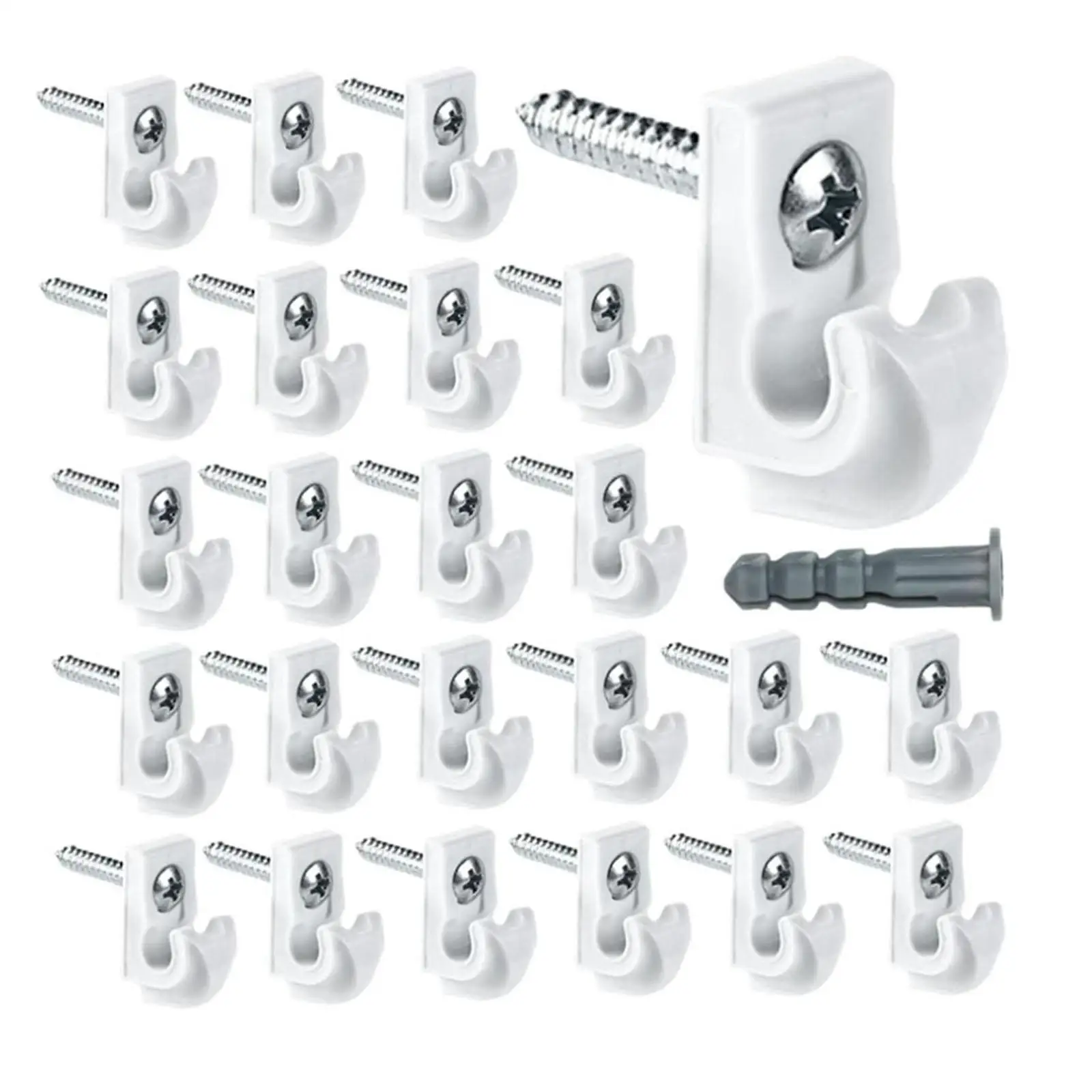 24Pcs White Down Wall Clip Shelf Bracket Closet Shelves Clips Light Wire Clips