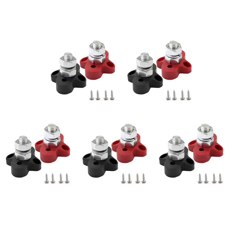 AA14 New 10Pcs DC 48V 150A Busbar M10 Terminal Block Studs Battery Power Distribution Terminal Stud Bus Bar Connector For RV Boa
