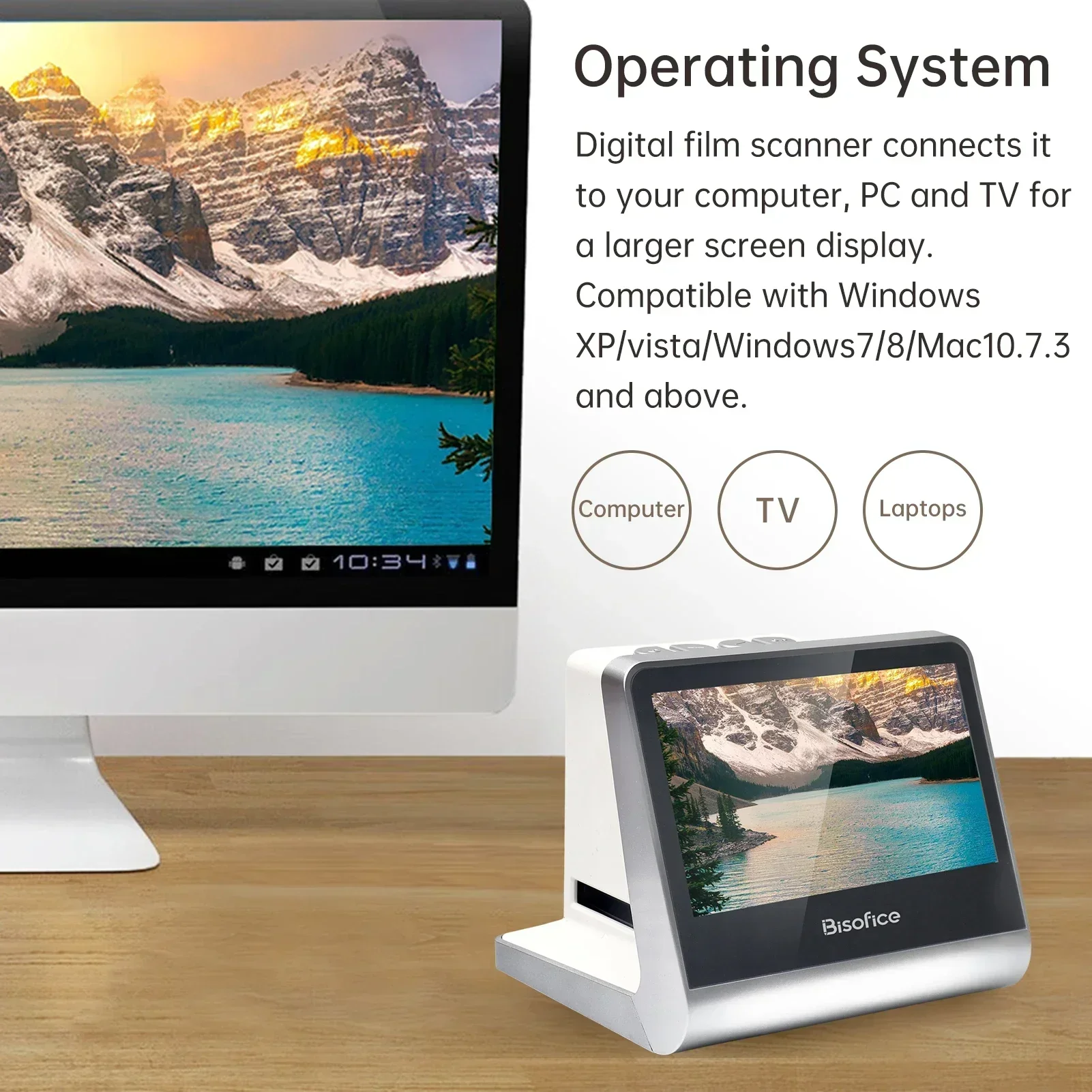 새로운! 5인치 LCD 화면이 있는 비소피스 필름 및 슬라이드 스캐너 135 필름(36*24mm)/126KPK/110 필름/Super8용 접이식 신기한 스캐너