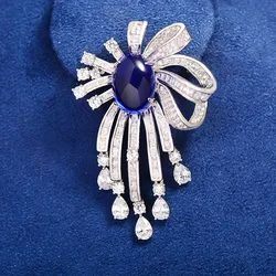 New Elegant and Fashion Full Zirconia Brooches for Women Light Luxury Design Tassel Pendant Pin Suit Coat Corsage Accessories