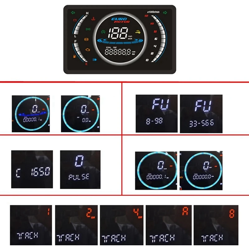 AC62-12V Universal Einstellbare LED Digital Motorrad Tacho RPM Dashboard Mit Temperatur Getriebe 199 Km/h