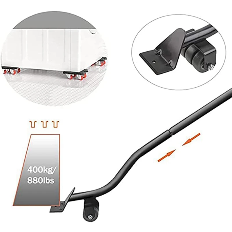 1 комплект инструментов для перемещения мебели, с 4 колесами и портативным подъемником, для перемещения мебели, холодильников, диванов, черный портативный 880 фунтов