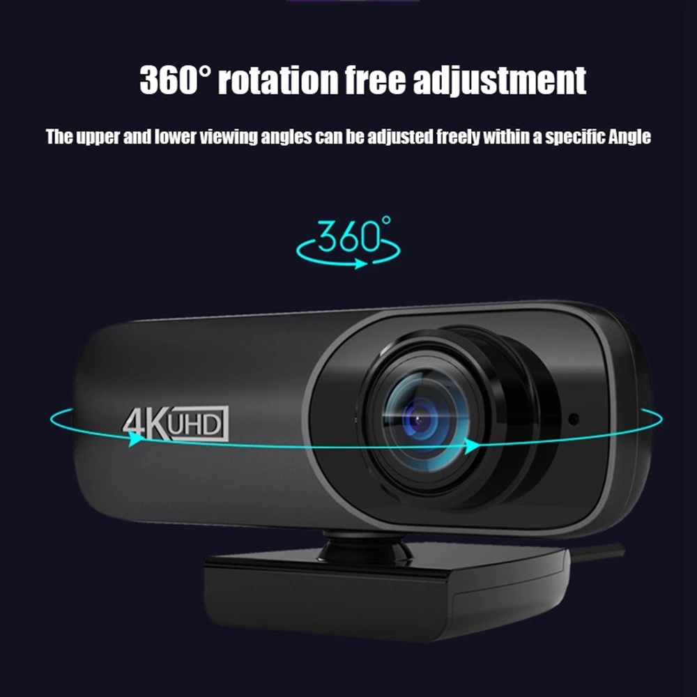 Webcam 4K Uhd 3840X2160P Webcam 800W Pixels Computer Camera 120° Groothoek Web Camera Met Microfoon