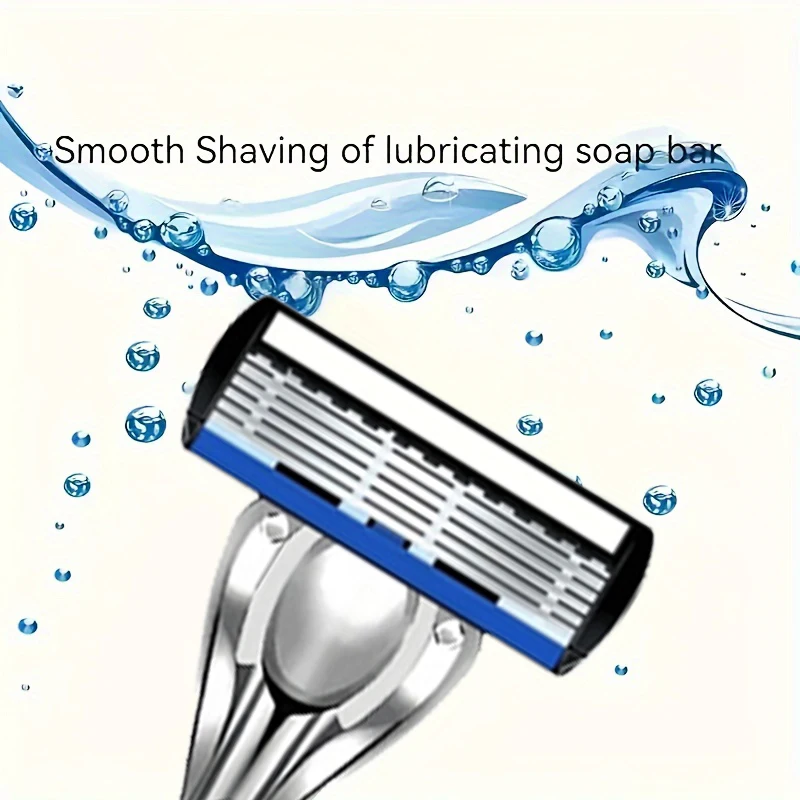 ماكينة حلاقة آمنة مكونة من 6 طبقات من الفولاذ المقاوم للصدأ، شفرة تقدمية سهلة الحلاقة للرجال وأدوات حلاقة لإزالة الشعر للنساء #6