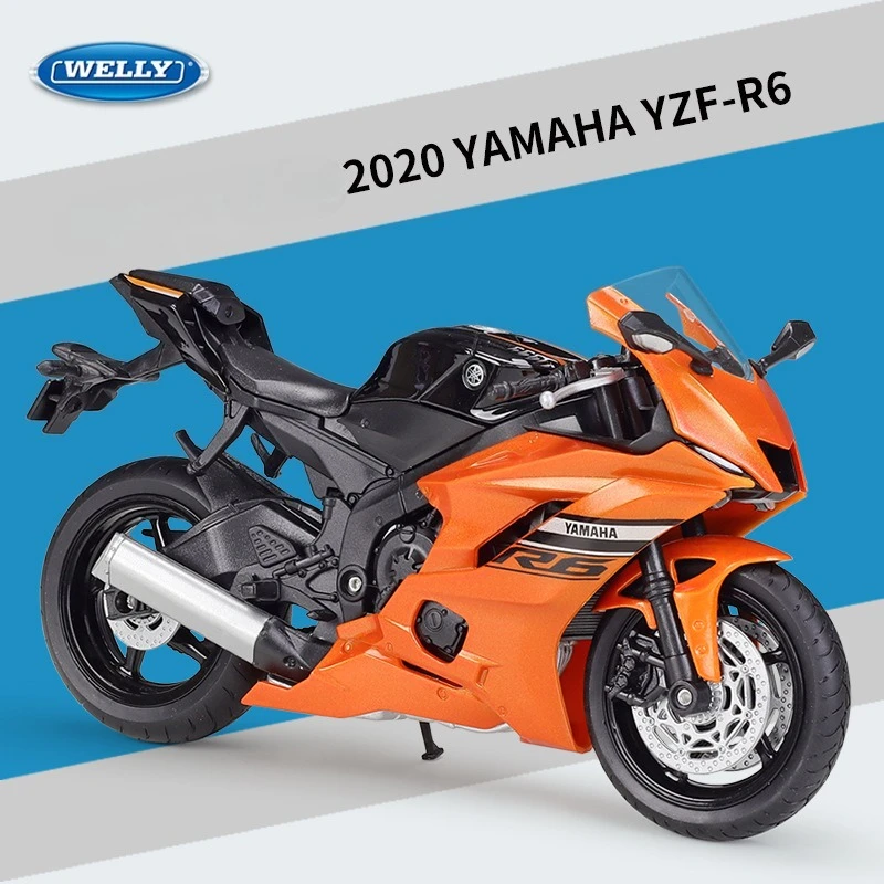 WELLY 1:12 ياماها 2020 YZF-R6 نموذج دراجة نارية ثقيلة دييكاست لعبة سيارة الأطفال الصبي هدية مجموعة مصغرة Voiture