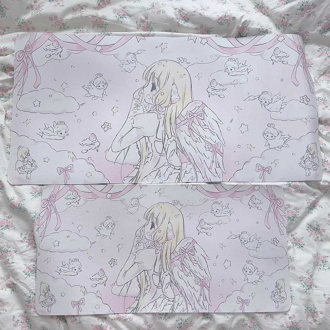 Kawaii Ins Style Pink Anime Mouse Pad Large Waterproof and Anti Slip Dining Table Mat Office Student Cute Computer Keyboard Mat