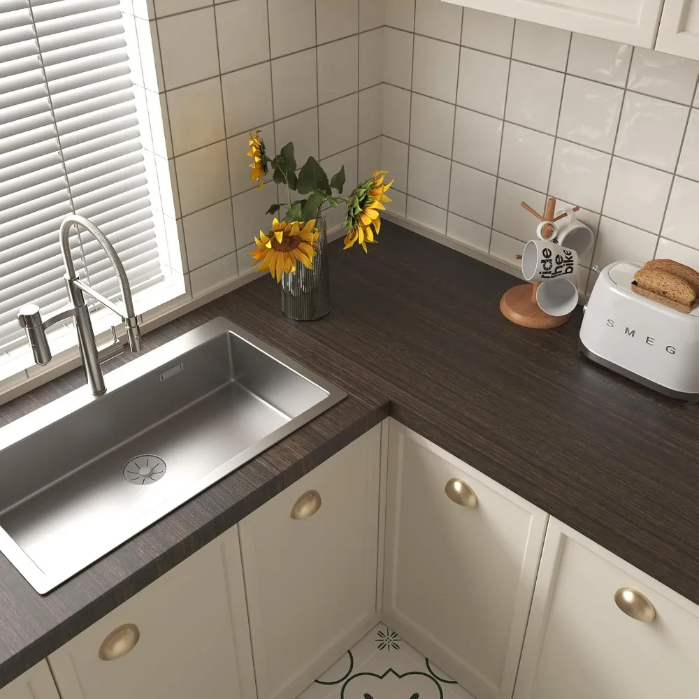 ورق جدران قابل للتقشير واللصق من الخشب الداكن، غطاء كونترتوب مقاوم للماء، 32 × 35.4 للمطبخ، حجم واسع من الخشب المقاوم للماء #3