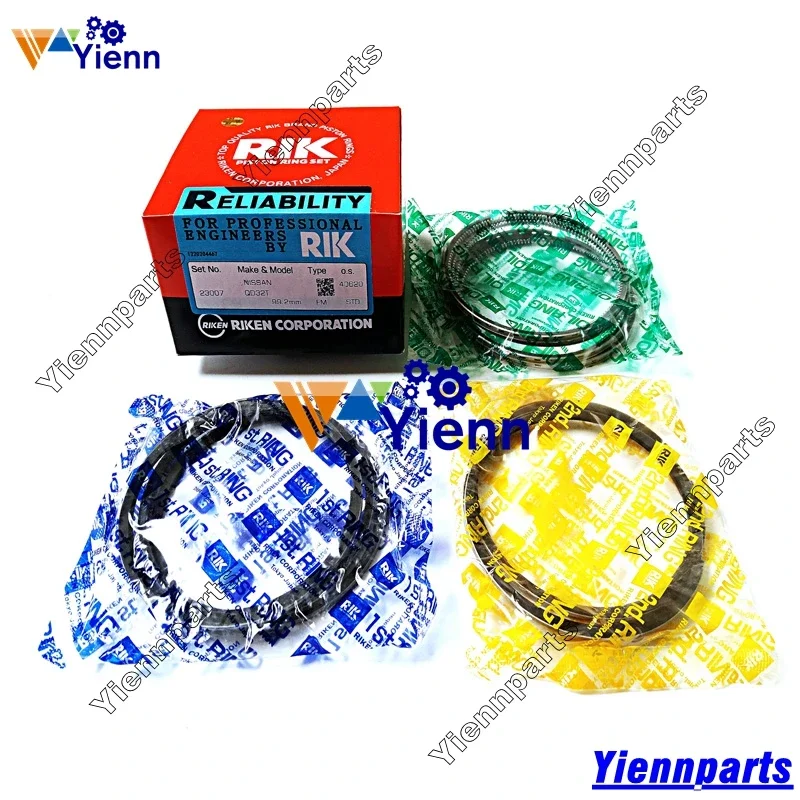 Juego de anillos de pistón QD32 QD32T QD32TI 12033-1W411 para piezas de motor NISSAN P27 P31 TRUCK QD32