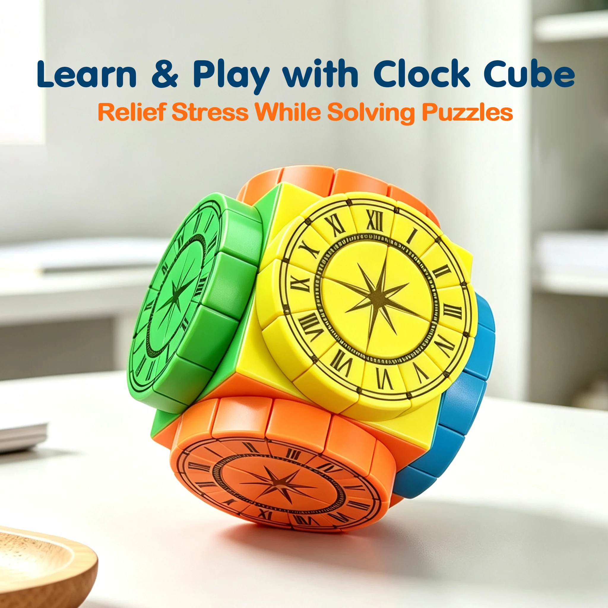 Time Machine 2x2 Roman Numbers Cube，Roman Numeral Clock Cube,Educational Fidget Cube, Logic Training Stress Relief Puzzle Gift