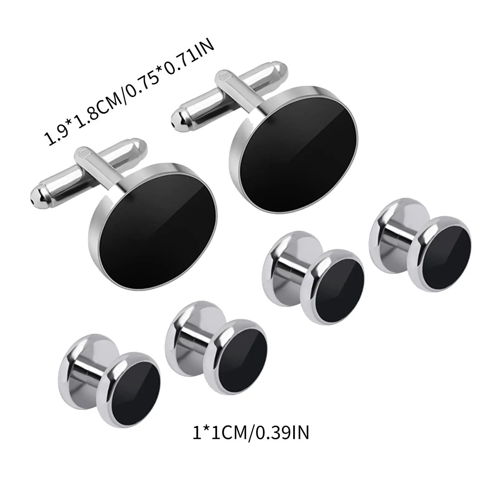 Cufflinks and Studs Set Unique Formal Jewelry Black Cuff Links Kit for Wedding Puit Shirts Party Business Groomsmen