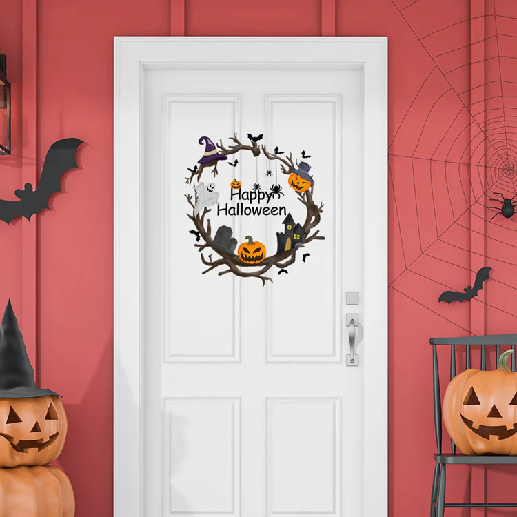 Halloween Kürbis-Geist Wandaufkleber Kinderzimmer Dekoration Wandbild Tür Heim-Deko Tapete Festival Selbstklebende Aufkleber – Detail 6