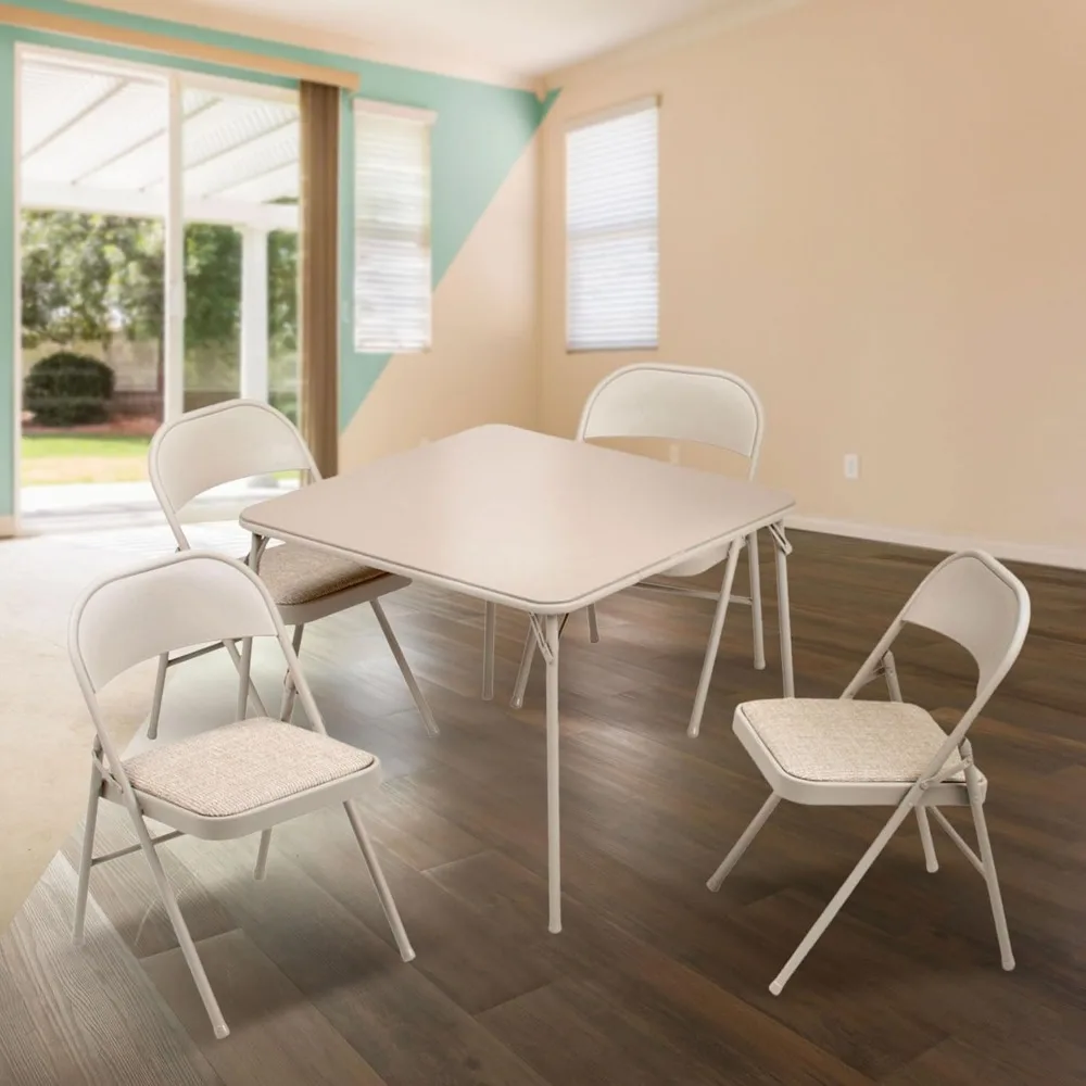 مجموعة طاولة طعام قابلة للطي مكونة من 5 قطع من MECO Sudden Comfort مقاس 34 بوصة مع 4 كراسي مبطنة قابلة للطي للتجمعات
