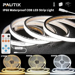 PAUTIX IP68 Waterproof COB LED Strip Lights 24V 504LEDs/M High Density Flexible Outdoor/Indoor Dimmable LED Tape For Bathroom