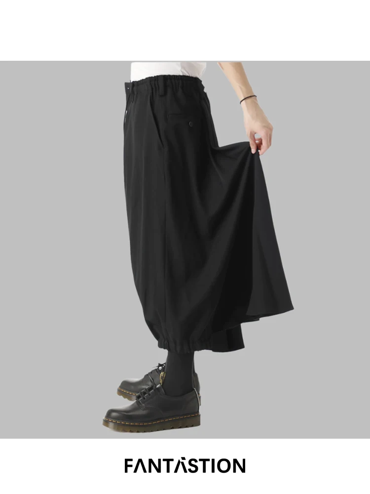 

FANTASTION men's Korean pleated harem pants Japanese-inspired wide leg baggy trousers trendy new streetwear slacks